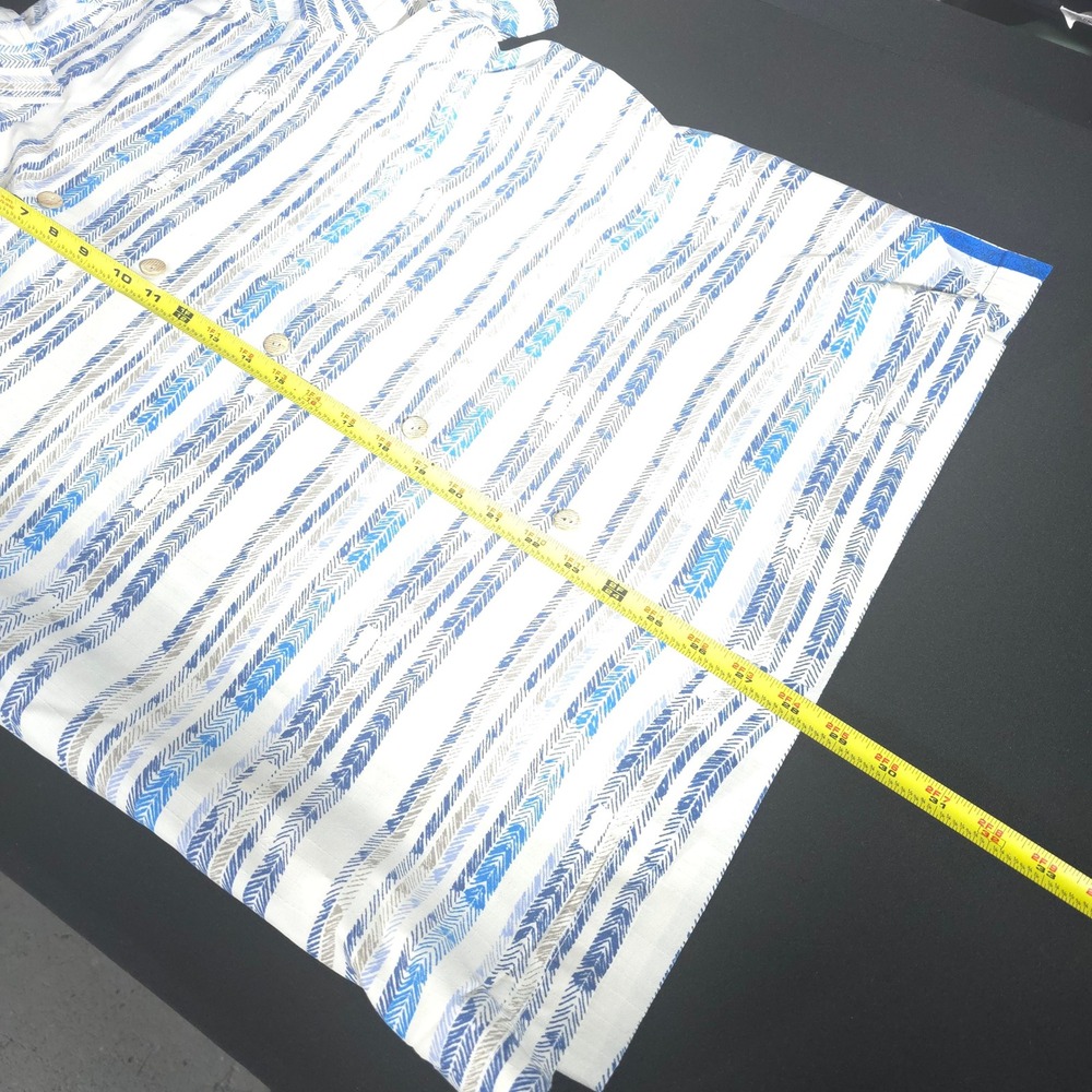 Tommy Bahama Silk Blend Shirt Mens M White Blue Chevron Stripe Camp Collar 14292 - Picture 3 of 8